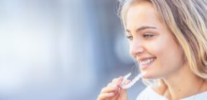 Invisalign in Penge aligners placed in a protective case to avoid damage